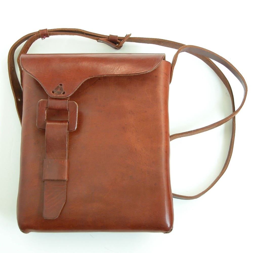 Cross Body Handmade Caramel Leather Bag Adjustable OOAK
